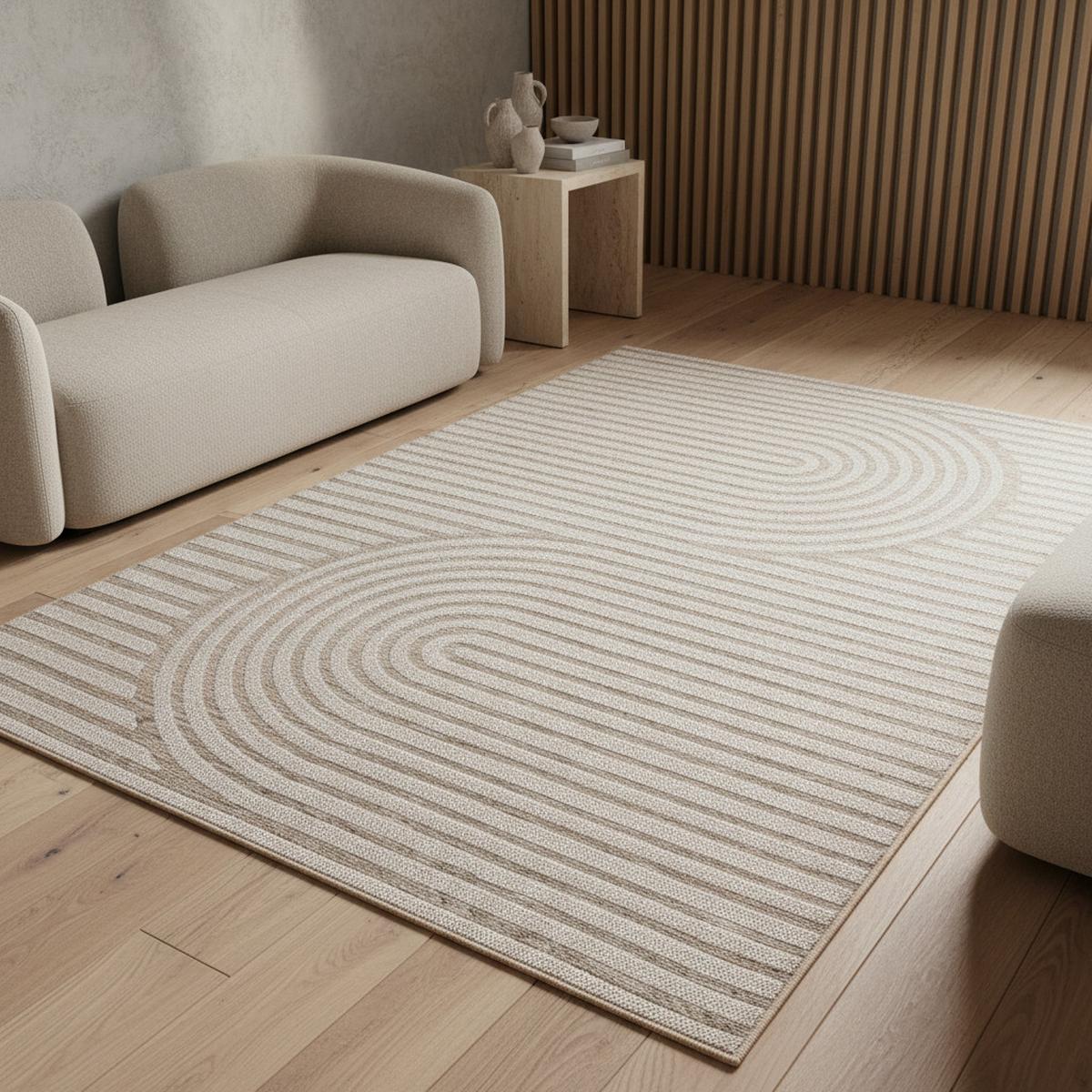 TEPPICH Outdoor VENTOUX in Beige, im Boho-Stil, 120 x 170 cm - Beige, Textil (170/120cm) - KADIMA DESIGN