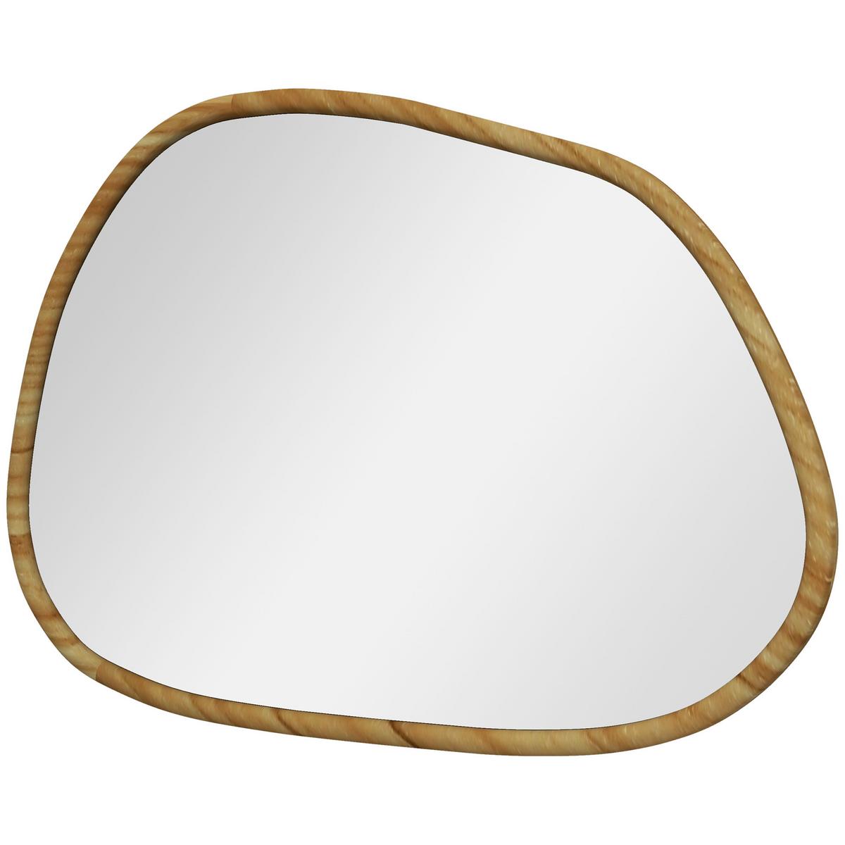 ASYMMETRISCH Wandspiegel, 70 x 50 cm Badezimmerspiegel mit Holzrahmen für Bad - Naturfarben, Glas (2.1/50/70cm) - HOMCOM