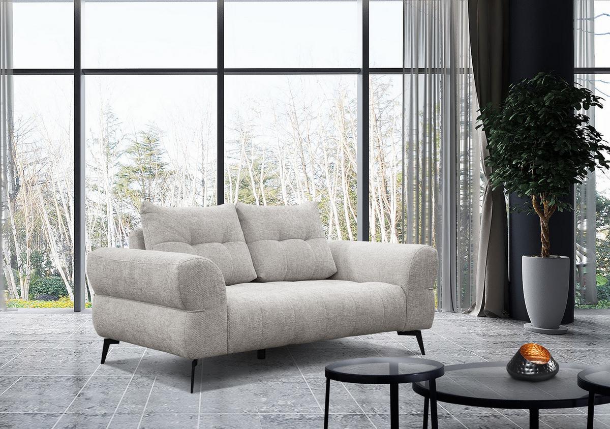 SOFA SALVINI 2-Sitzer, ecru - Ecru/Schwarz, Holzwerkstoff/Textil (176/88/99cm) - Wozimo