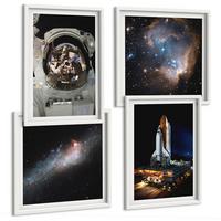 BILDER SET 4er Set - 50x50 cm & 40x60 cm Weißer Rahmen - Astronauten landen auf dem Mond - Weiß, Kunststoff (50/50cm) - TULUP