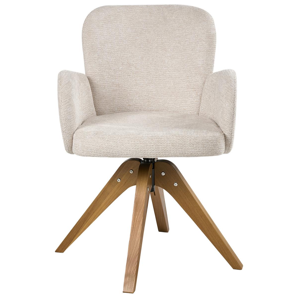 ESSZIMMERSTUHL 2er Set drehbar Stoff Hellbeige Jean - Beige, Textil (64/82/70cm) - Beliani
