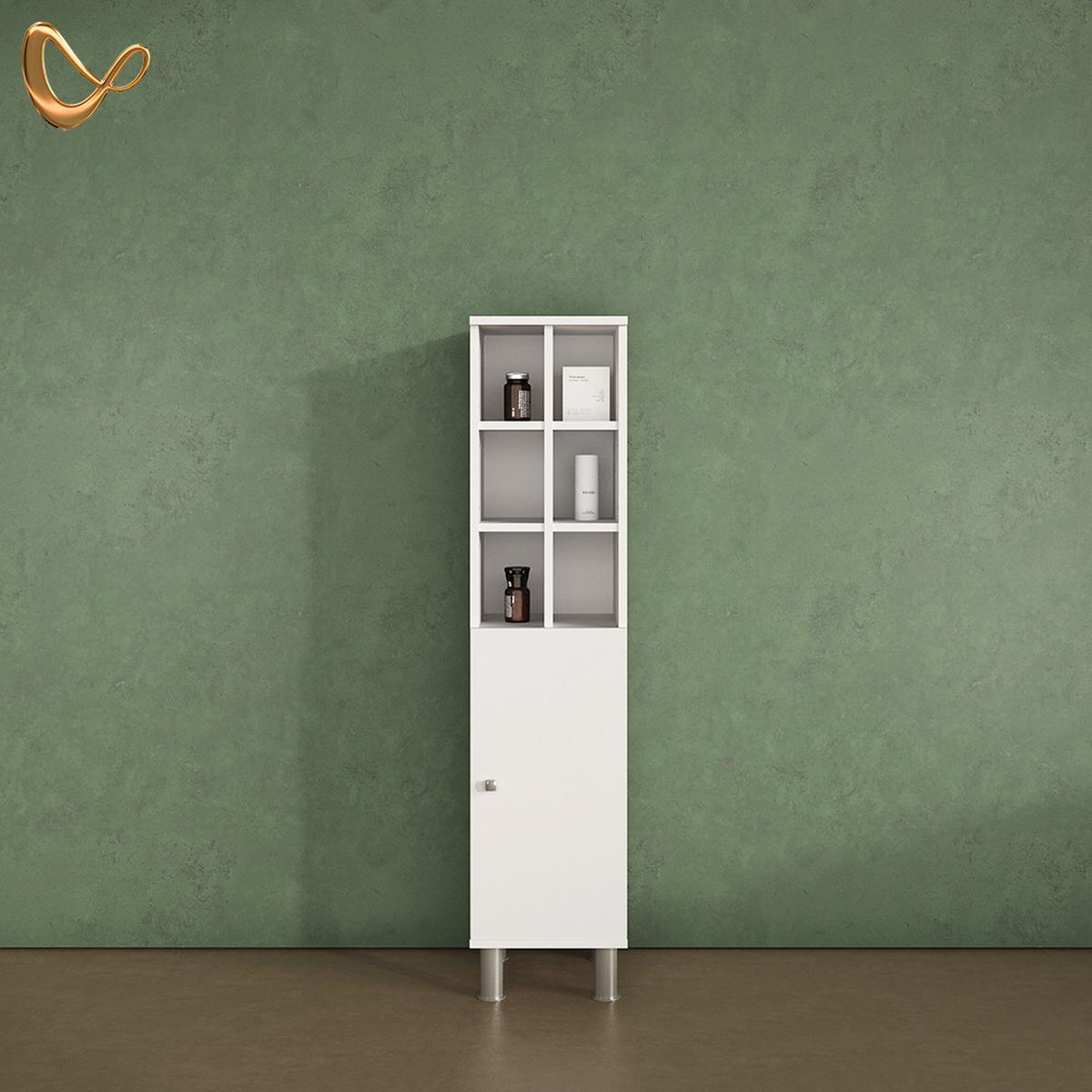 MIDISCHRANK Fucino Weiß 30 x 130.6 cm große Tür - Weiß, Holzwerkstoff (30/130.6/30cm) - Livinity®