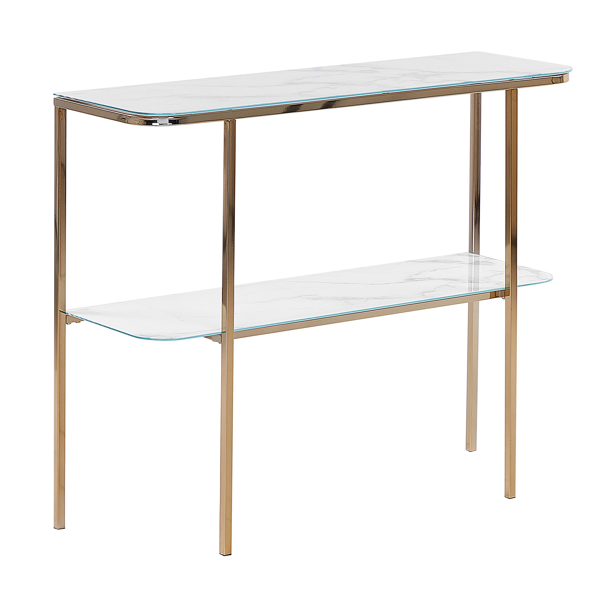 KONSOLENTISCH Marmor Optik weiß/gold Calvert - Goldfarben/Weiß, Glas (35/100/84cm) - Beliani