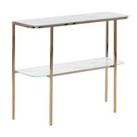 KONSOLENTISCH Marmor Optik weiß/gold Calvert - Goldfarben/Weiß, Glas (35/100/84cm) - Beliani