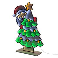 WEIHNACHTSDEKO Weihnachtsbaum mit Weihnachtsmann LED Infinity Mirror 3D-Effekt mit Lichterkette 58x80 cm Innen - Multicolor, Kunststoff (58/80/18cm) - ECD-Germany