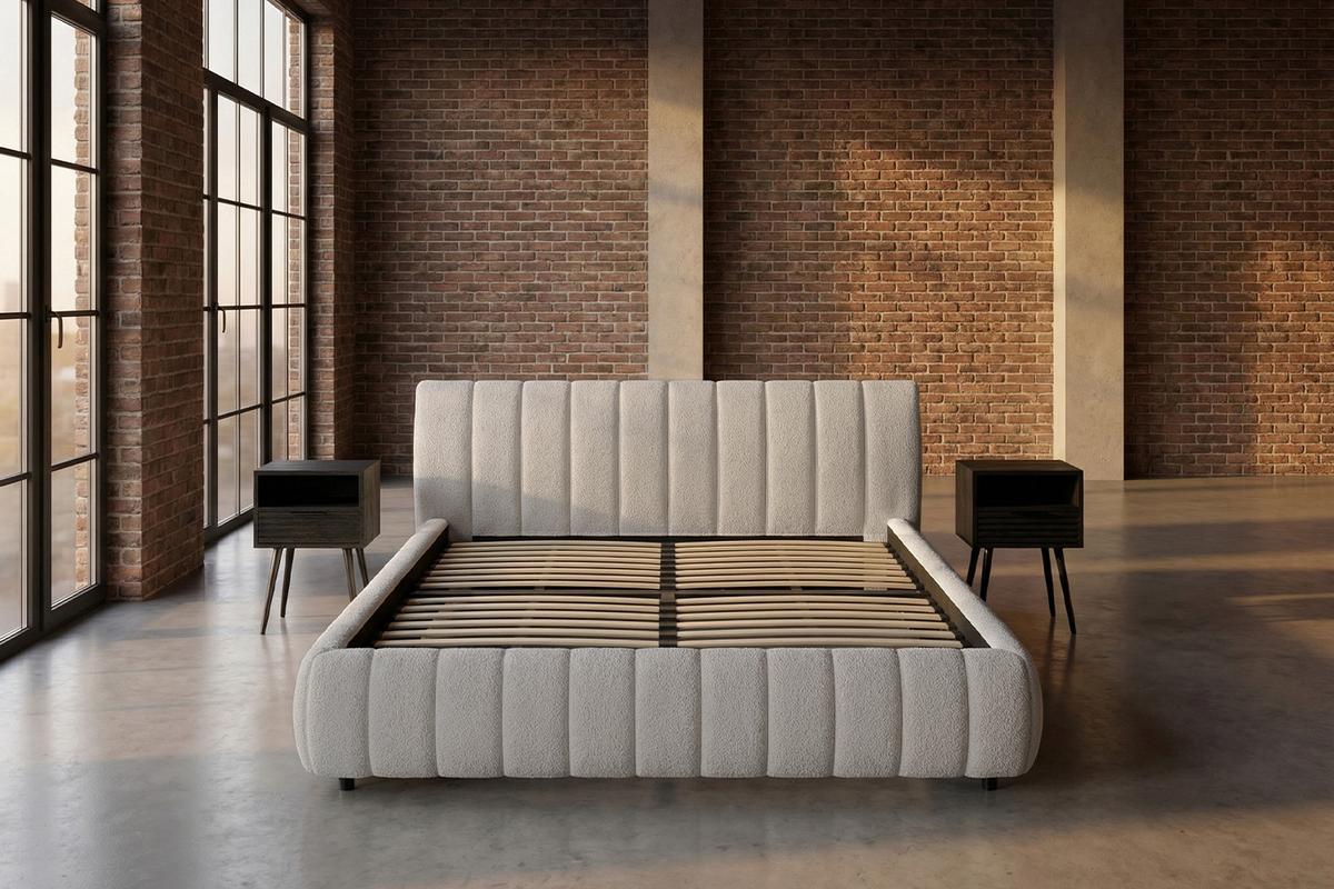 POLSTERBETT ALIOTTA Grau Bouclé - Grau, Textil (180/200cm) - KAWOLA
