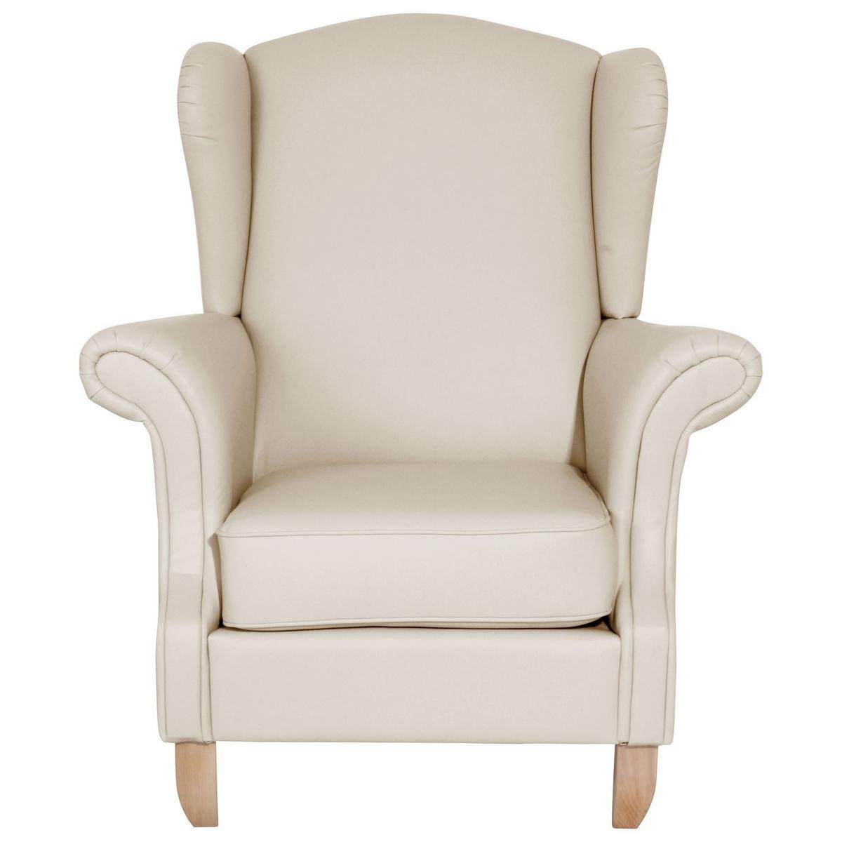 OHRENSESSEL Katria Bezug Kunstleder Buche natur / beige - Weiß, Kunststoff (88/108/84cm) - 58aufmkessel