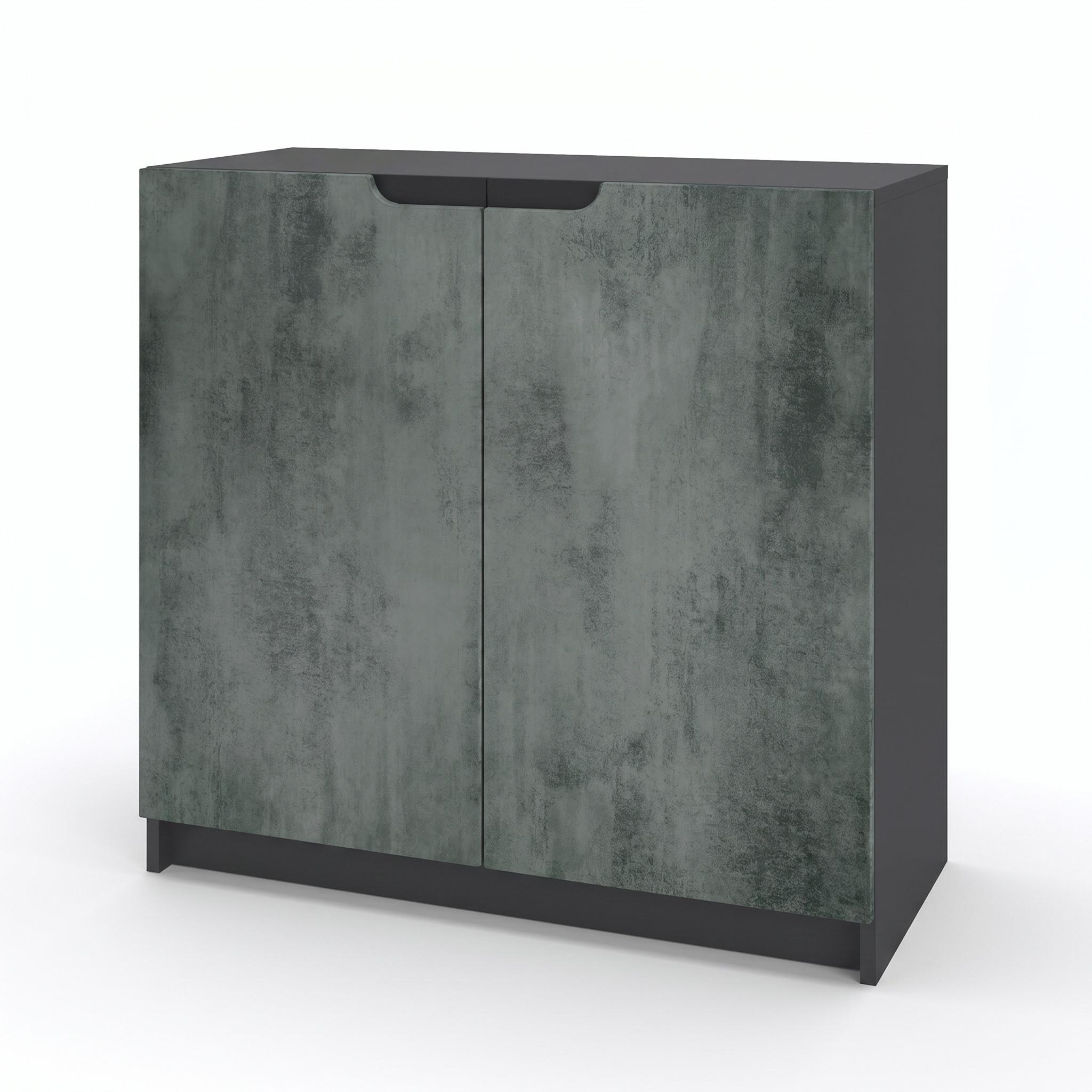 KOMMODE Logan Fronten in Beton Dunkel Optik - Dunkelgrau, Holzwerkstoff (82/78/37cm) - Vladon