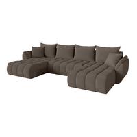 WOHNLANDSCHAFT mit Schlaffunktion und Bettkasten TOKO-U-v1 378x194x86 Braun Bouclé - Schwarz/Braun, Holzwerkstoff/Kunststoff (378/86/194cm) - ALTDECOR