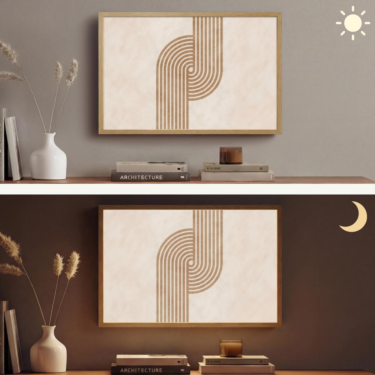 WANDLEUCHTE MIT AKKU Symmetrische Biegung - kupferfarbig 60x40 cm - Beige, Holzwerkstoff (60/40/8cm) - OnlyWow