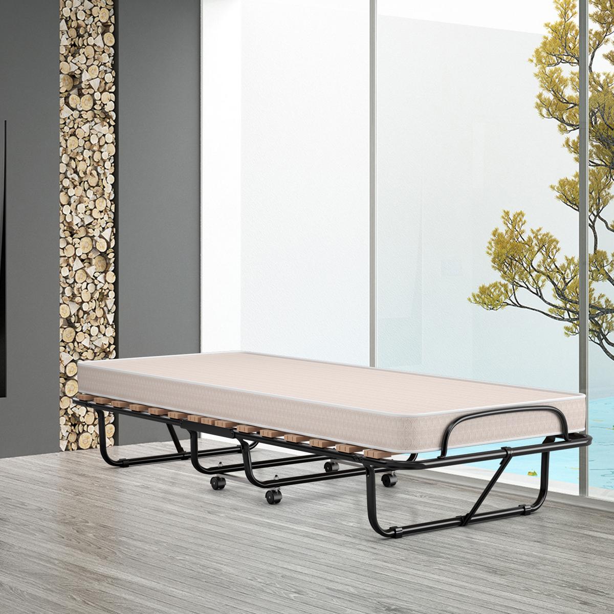 GASTEBETT Beige - Beige, Metall - COSTWAY