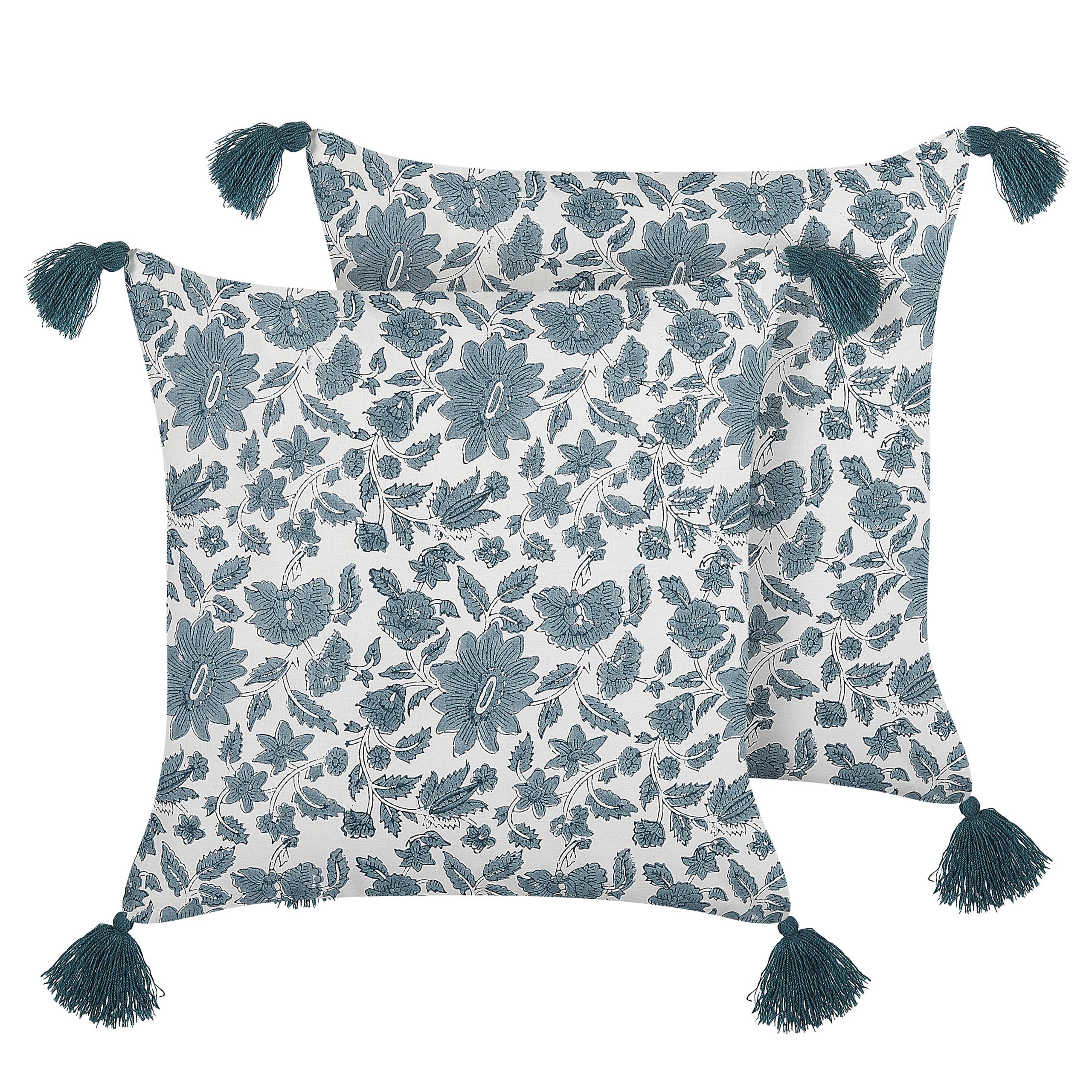 DEKOKISSEN 2er-Set Cremeweiß 45/45 cm Rumex - Ecru, Naturmaterialien/Textil (45/45cm) - Beliani