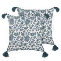 DEKOKISSEN 2er-Set Cremeweiß 45/45 cm Rumex - Ecru, Naturmaterialien/Textil (45/45cm) - Beliani
