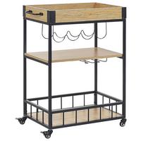 SERVIERWAGEN Metall Hellbraun Hullet - Schwarz/Braun, Holzwerkstoff/Metall (62/89/37cm) - Beliani
