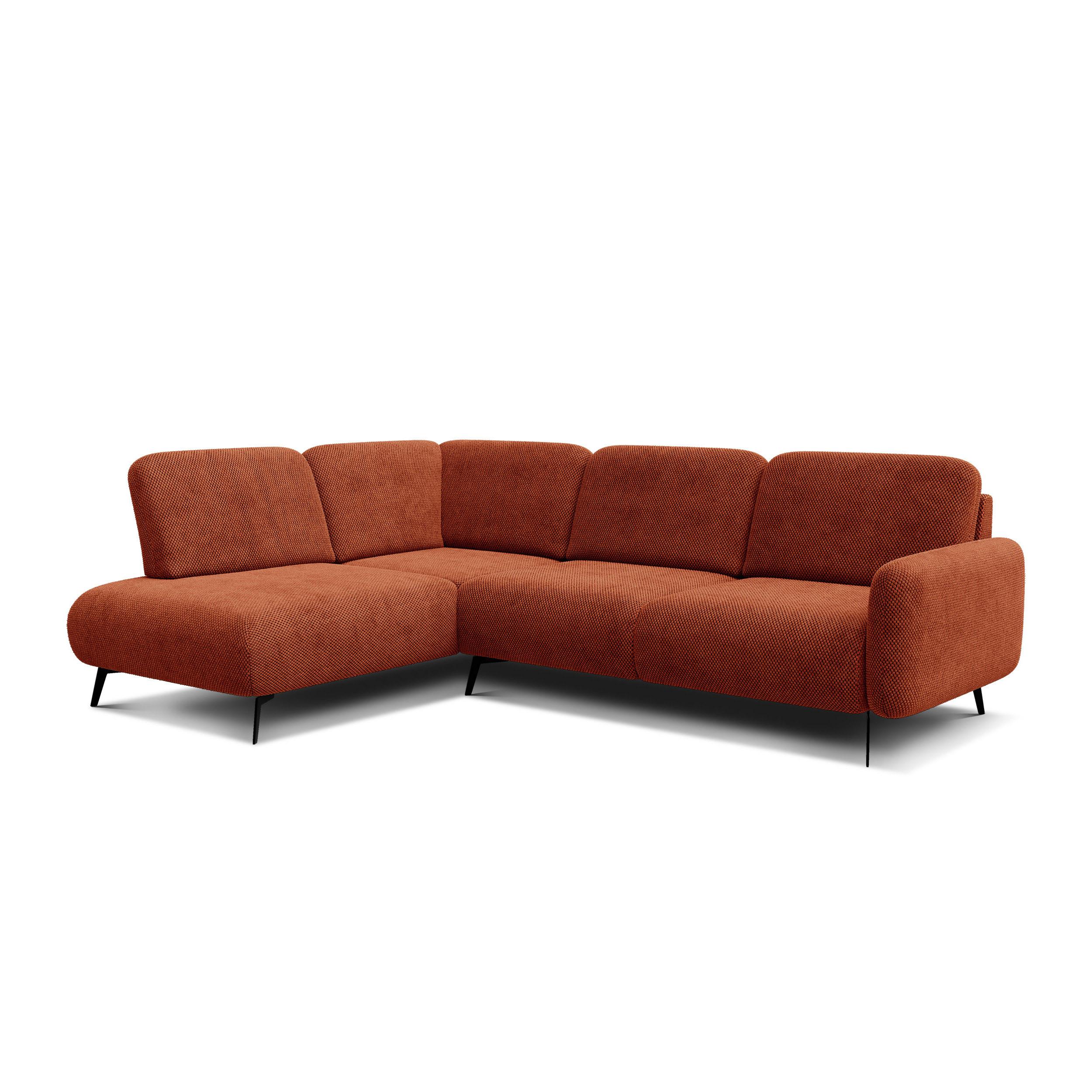 ECKSOFA FEBE 5-Sitzer links, dunkelorange - Dunkelorange/Schwarz, Holz/Textil (271/190cm) - Wozimo