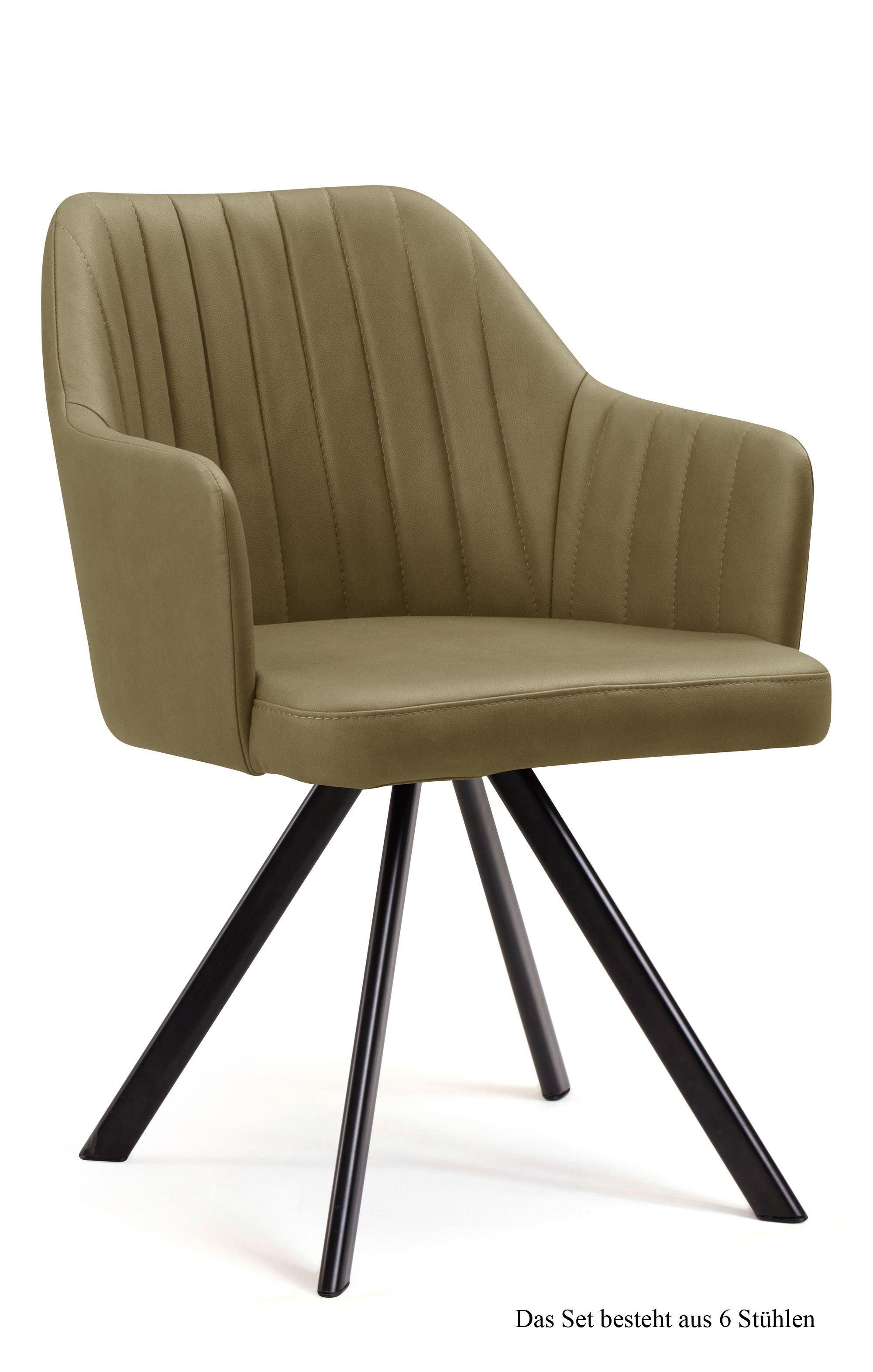 ARMLEHNSTUHL drehbar (6er-Set) Dhana 58x81x60 Schwarz/Olivgrün - Schwarz/Olivgrün, Kunststoff (60/81/58cm) - 58aufmkessel