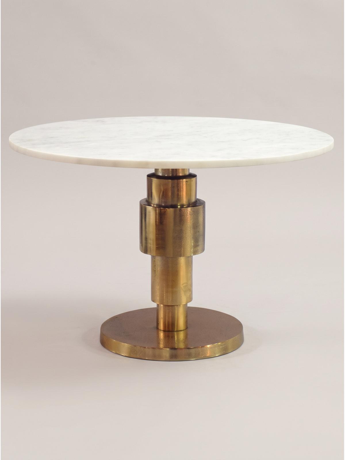 COUCHTISCH ESLA, Marmor, handgefertigt, Weiß-Gold, Ø 60 x 39 cm - Goldfarben/Weiß, Stein/Metall (60/60/39cm) - KADIMA DESIGN