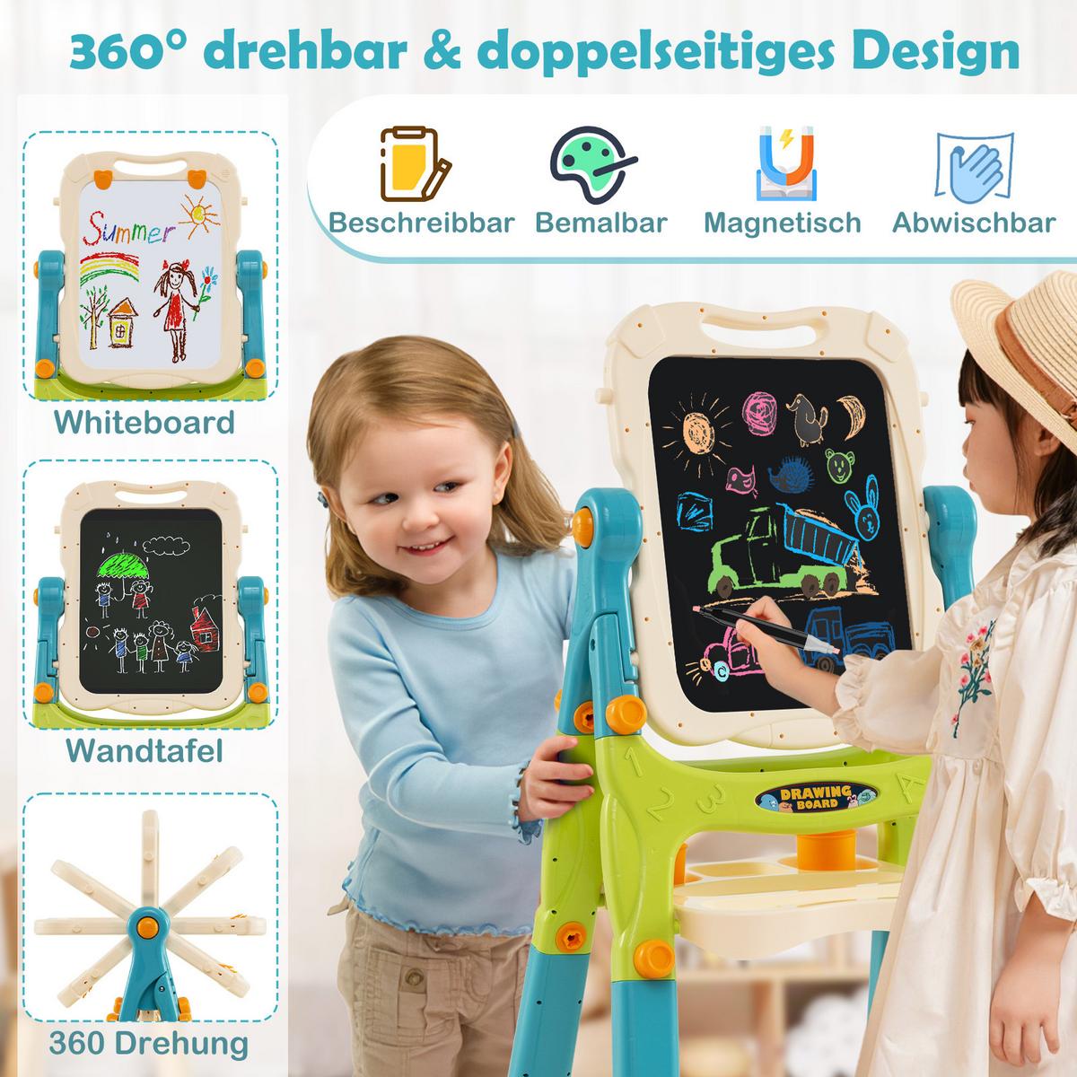 KINDERTAFEL Mehrfarbig - Blau/Multicolor, Kunststoff (61/109/48cm) - COSTWAY