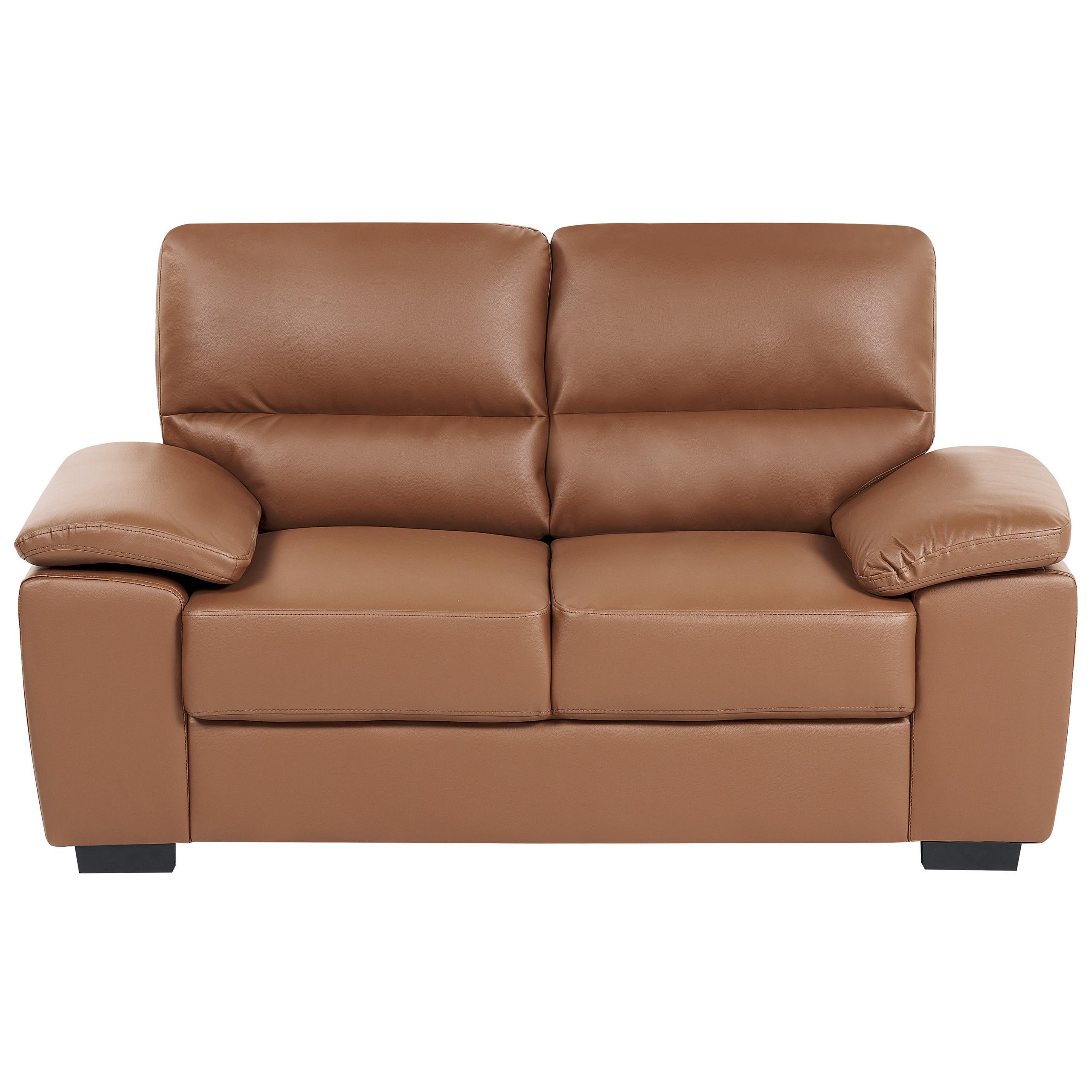 2-SITZER-SOFA Kunstleder Braun Vogar - Goldfarben, Kunststoff/Textil (156/90/74cm) - Beliani