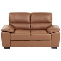 2-SITZER-SOFA Kunstleder Braun Vogar - Goldfarben, Kunststoff/Textil (156/90/74cm) - Beliani