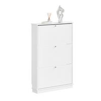 SCHUHSCHRANK schmal mit 3 Klappen, Weiß 76x18x113cm - Weiß, Holzwerkstoff (18/113/76cm) - SoBuy