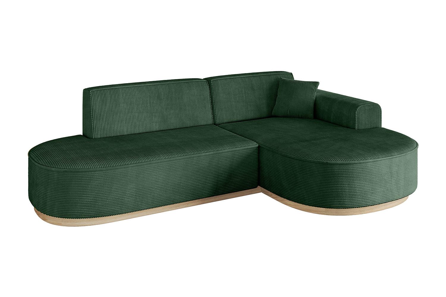ECKSOFA Ottomane Rechts MARI-L1-v1 - 243x171x83 cm Grün Cord - Grün, Holzwerkstoff/Textil (171/243cm) - ALTDECOR