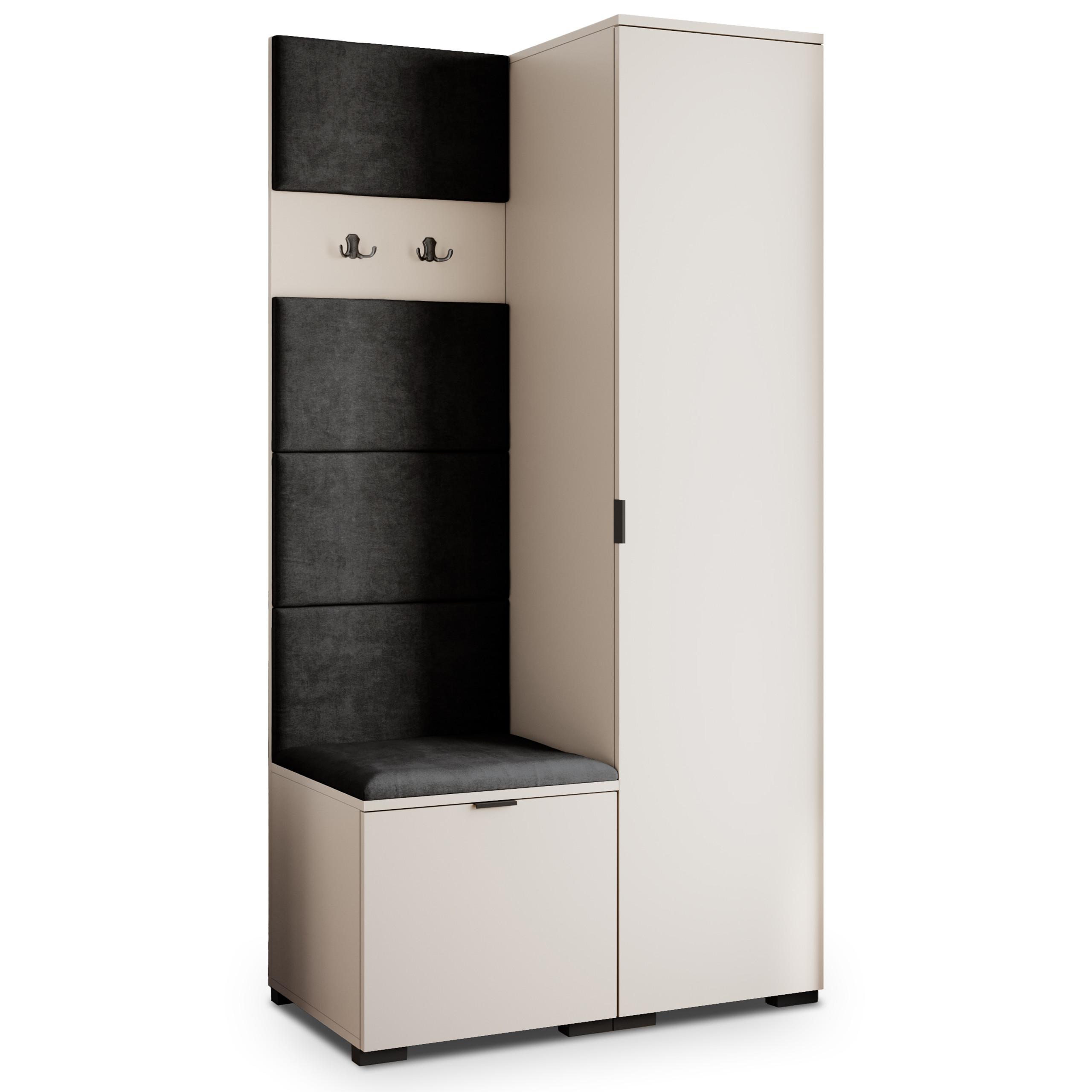 GARDEROBENSCHRANK LORI 95/181/51 cm Modern Kaschmir - Kaschmir/Schwarz, Holzwerkstoff (95/181/51cm) - MASSENO