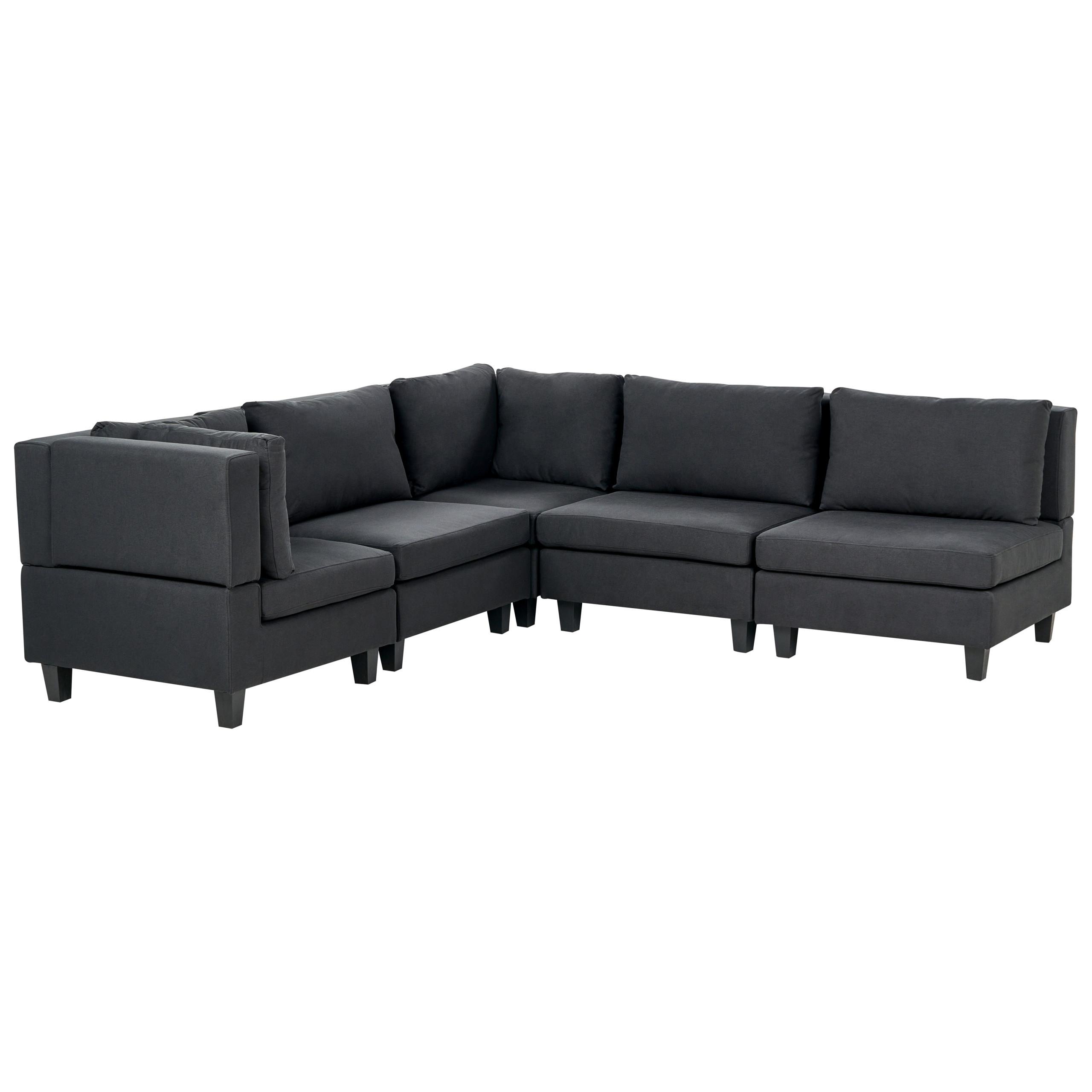 ECKFSOFA Modul 5-Sitzer rechtsseitig Schwarz Stoff Unstad - Schwarz, Textil (228/228cm) - Beliani