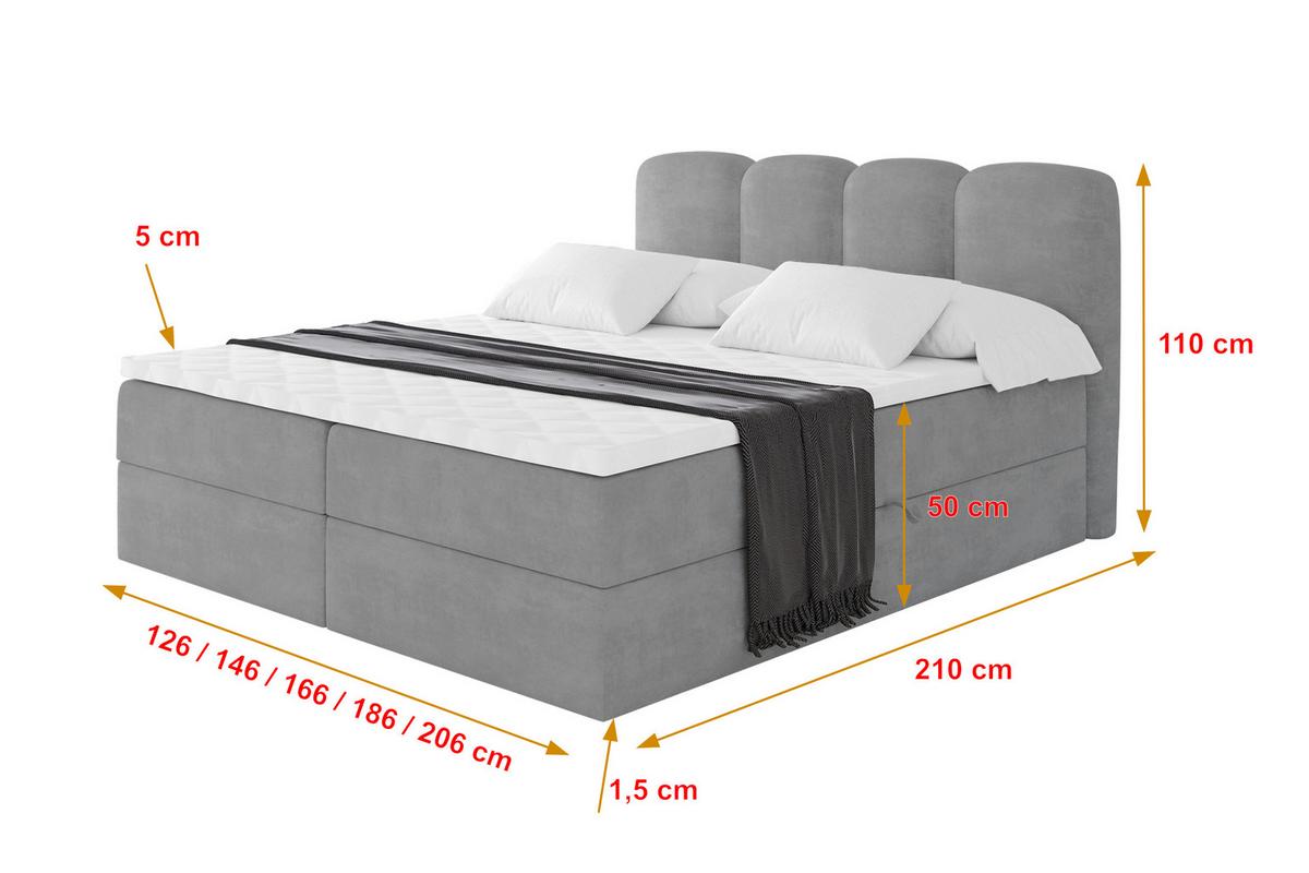 BOXBETT mit Matratze H4 und Lattenrost - NINA - 140x200 cm Monolith - Hellgrau - Hellgrau, Holzwerkstoff (140/200cm) - ALTDECOR