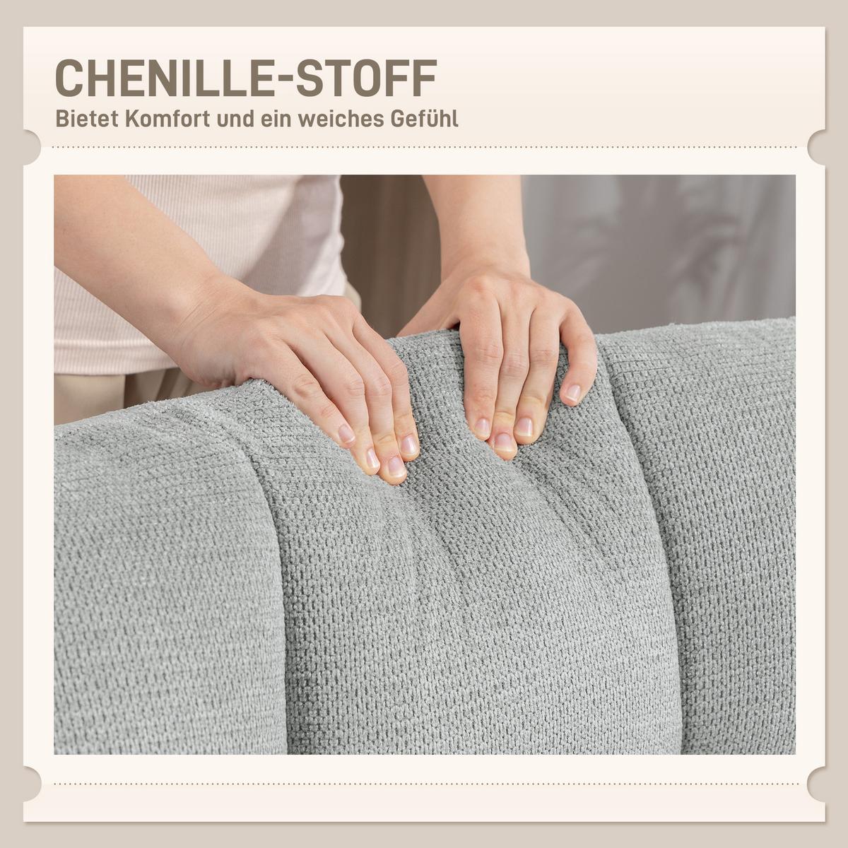 LOUNGESESSEL Chenille Stahl Hellgrau - Hellgrau/Schwarz, Textil/Metall (75/90/95cm) - HOMCOM