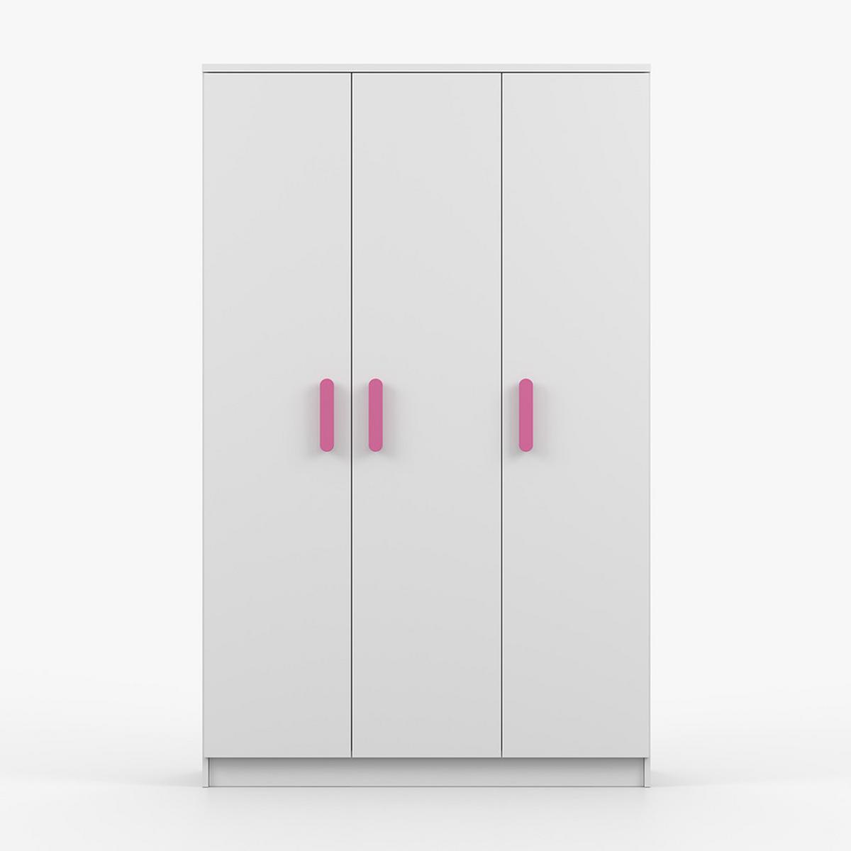 KLEIDERSCHRANK Jonas I 2D 19, 120/192/50, 3-türig, weiß - Rosa/Weiß, Holzwerkstoff (120/194/50cm) - imoebel24