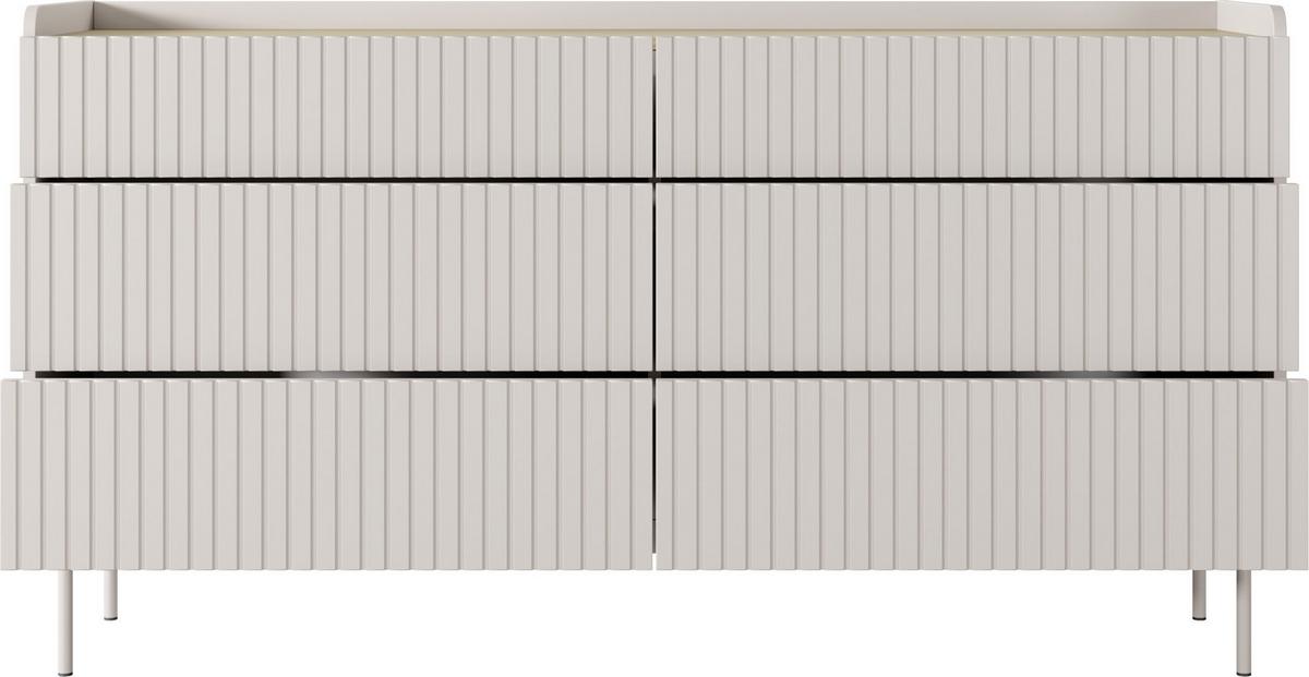 KOMMODE Nolle in Beige & Scandi Eiche 153/82/38 cm - Sandfarben/Beige, Holzwerkstoff/Metall (153/82.2/38cm) - WFL GROUP