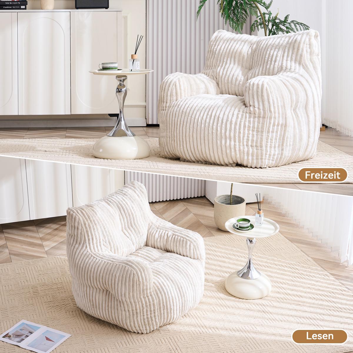 SESSEL weicher cord-stoff ergonomischer mit schaumstofffüllung - Beige, Textil (100/70/94cm) - Urban Meuble