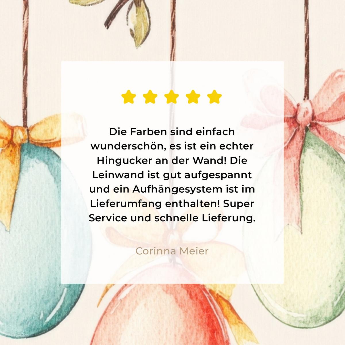 LEINWANDBILD Osterkuchen - Schleife - Eier Wandbild 40x30 cm - Creme, Textil (40/30cm) - MuchoWow