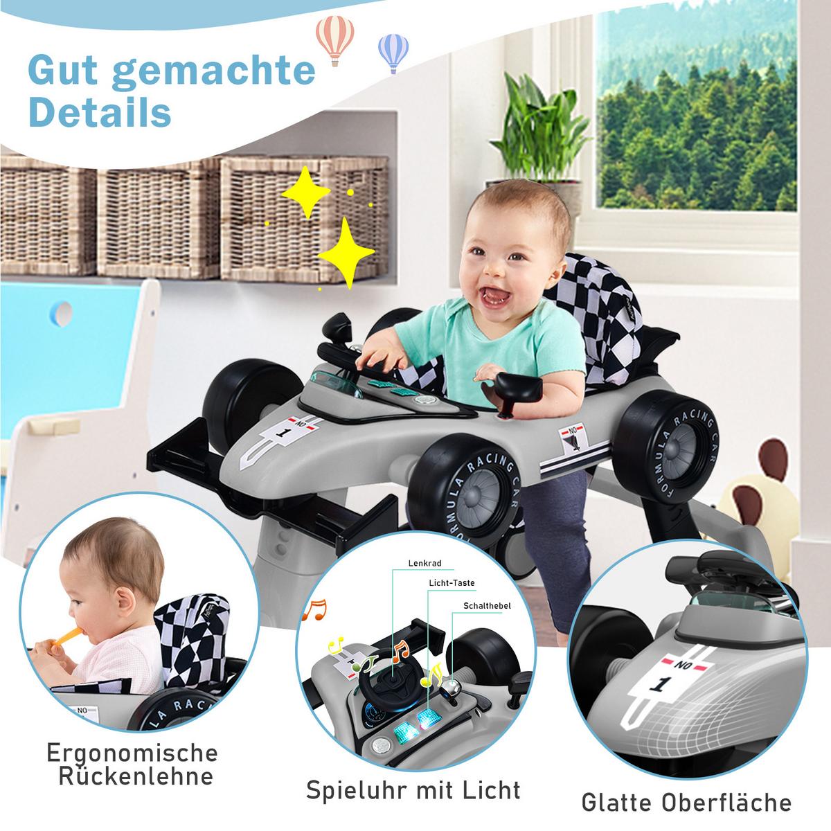 LAUFLERNWAGEN Klappbar Grau - Grau, Kunststoff (76/56/64cm) - COSTWAY