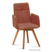 ARMLEHNSTUHL (2er-Set) Dinah 52x92x60 Eiche geölt/Cognac - Cognac/Eichefarben, Kunststoff (60/92/52cm) - 58aufmkessel