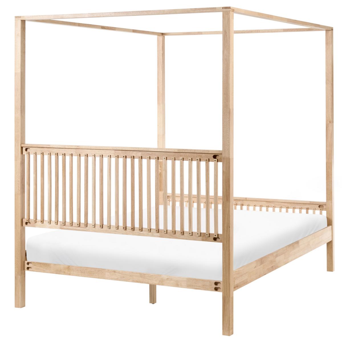 HIMMELBETT 160/200 cm Hellbraun Harfleur - Hellbraun, Holz (160/200cm) - Beliani