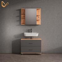 BADMÖBEL-SET Eisak Anthrazit/Goldkraft Eiche 2 Teile, Unterschrank 80 cm - Honigeiche/Anthrazit, Holzwerkstoff (80/60/33cm) - Livinity®