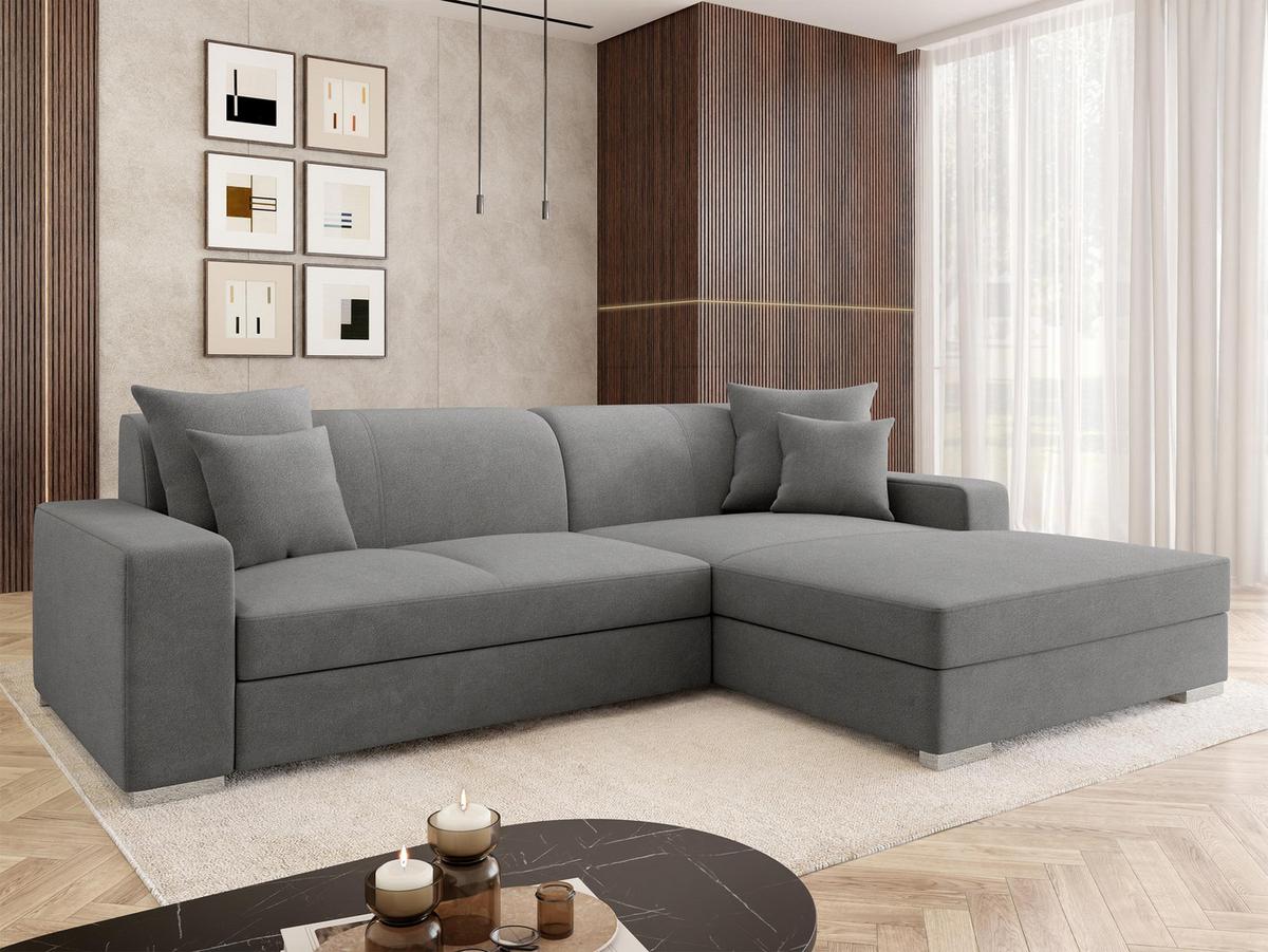 ECKSOFA Mexico, Seite: Rechts - Chromfarben/Grau, Holz/Kunststoff (263/178cm) - MIRJAN24