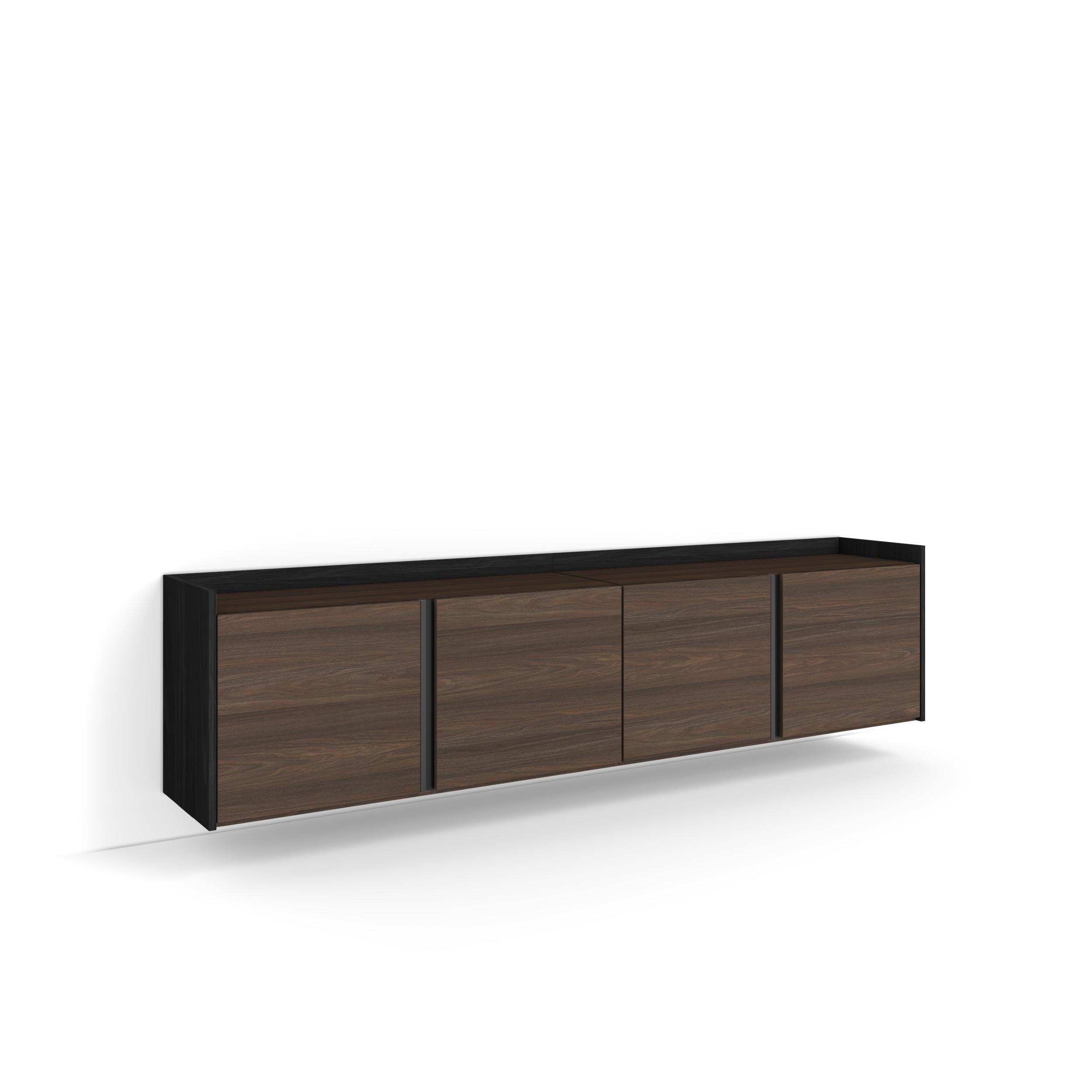 LOWBOARD, Dunkler Eiche und Schwarz, 207/35/50cm, Hängend - Dunkelbraun, Holzwerkstoff (207/50/35cm) - Skraut Home