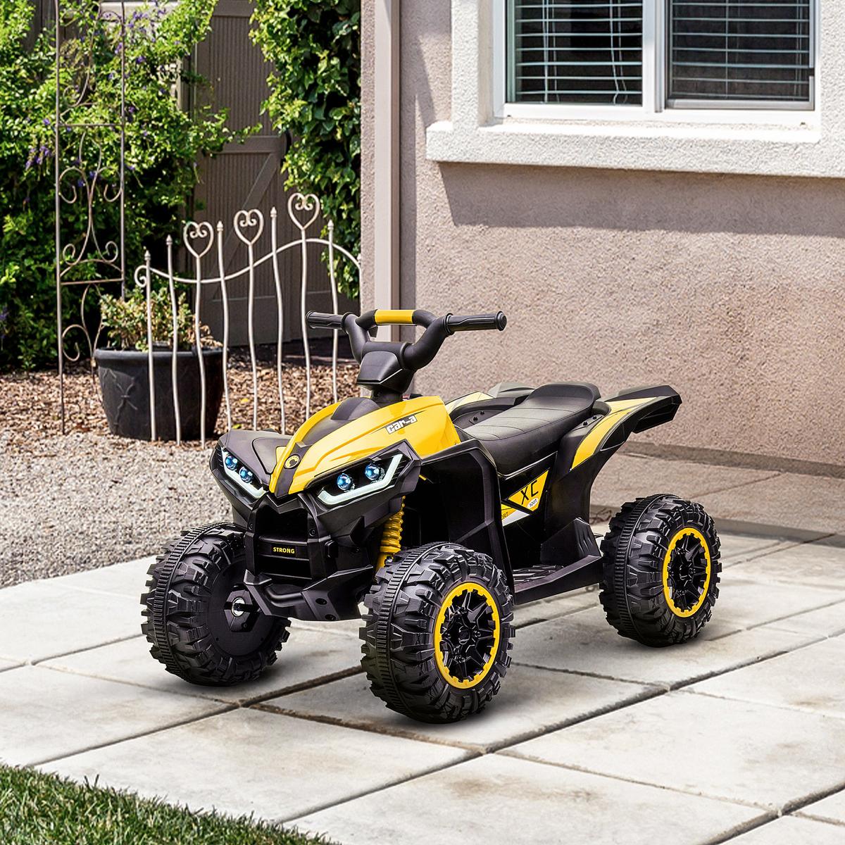 ELEKTRO Quad für Kinder, 12V Kinder Quad mit USB-Anschluss, Gelb - Gelb, Metall (83/53/55.5cm) - HOMCOM