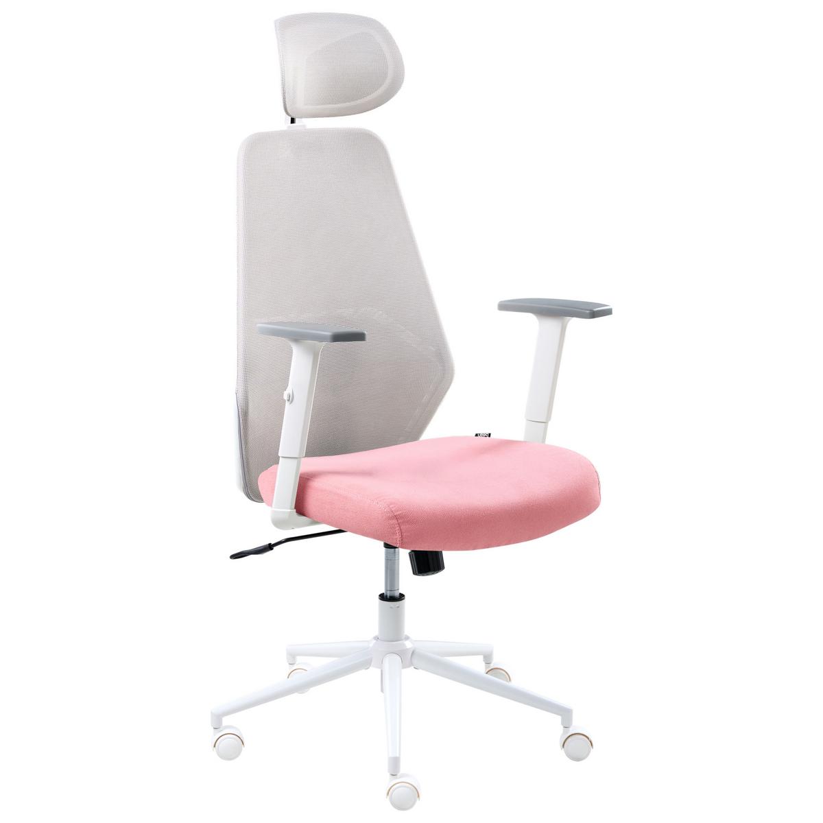 BÜROSTUHL Rosa Oryn - Hellgrau, Textil (71/111/65cm) - Beliani