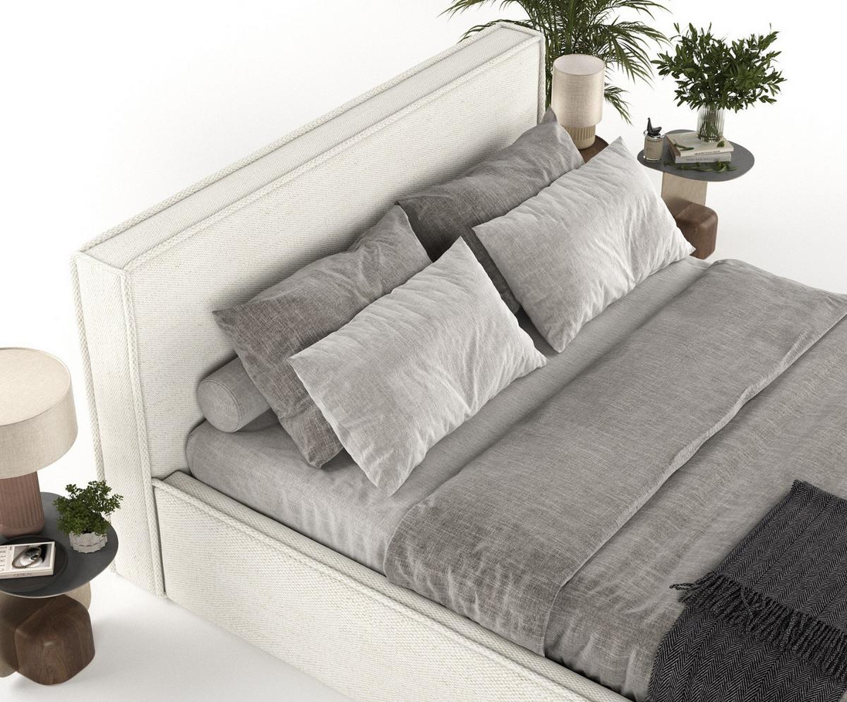 POLSTERBETT Sato mit Stauraum 200/200 cm Creme im Modesto Stoff - Creme/Schwarz, Holz/Holzwerkstoff (200/200cm) - AltaBeds