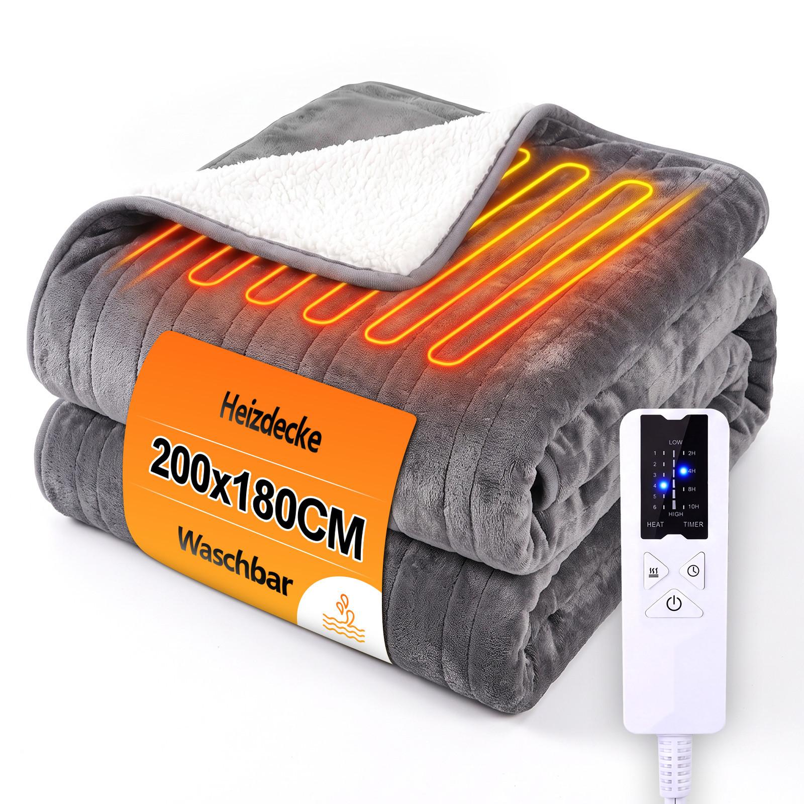 HEIZDECKE Thromel 200/180 cm - Dunkelgrau/Weiß, Textil (180/200cm) - ZMH