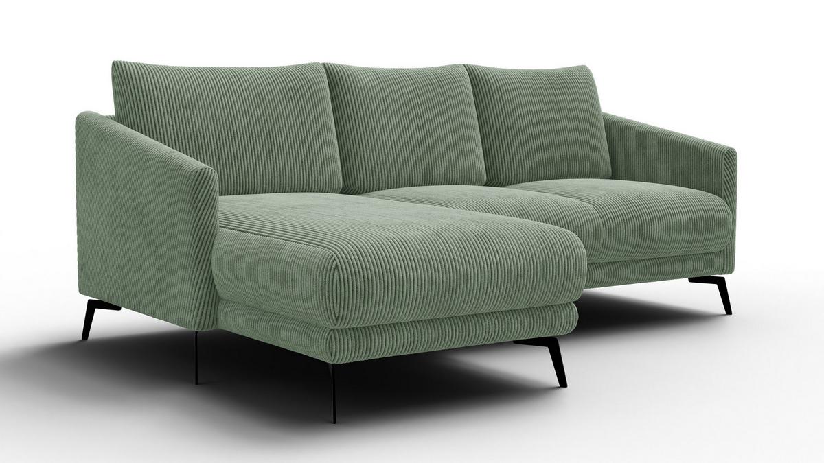 ECKSOFA VILT 3-Sitzer, mint - Schwarz/Mintgrün, Holzwerkstoff/Textil (221/156cm) - Wozimo
