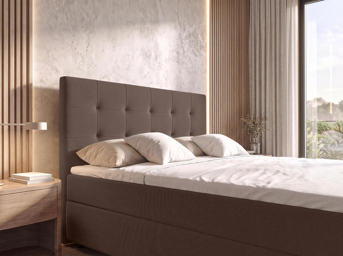 BOXBETT SAKARYA 140x200 cm mit Bettkasten und Matratze - Braun + TOPPER - Schwarz/Braun, Holz/Holzwerkstoff (140/200cm) - AX Living