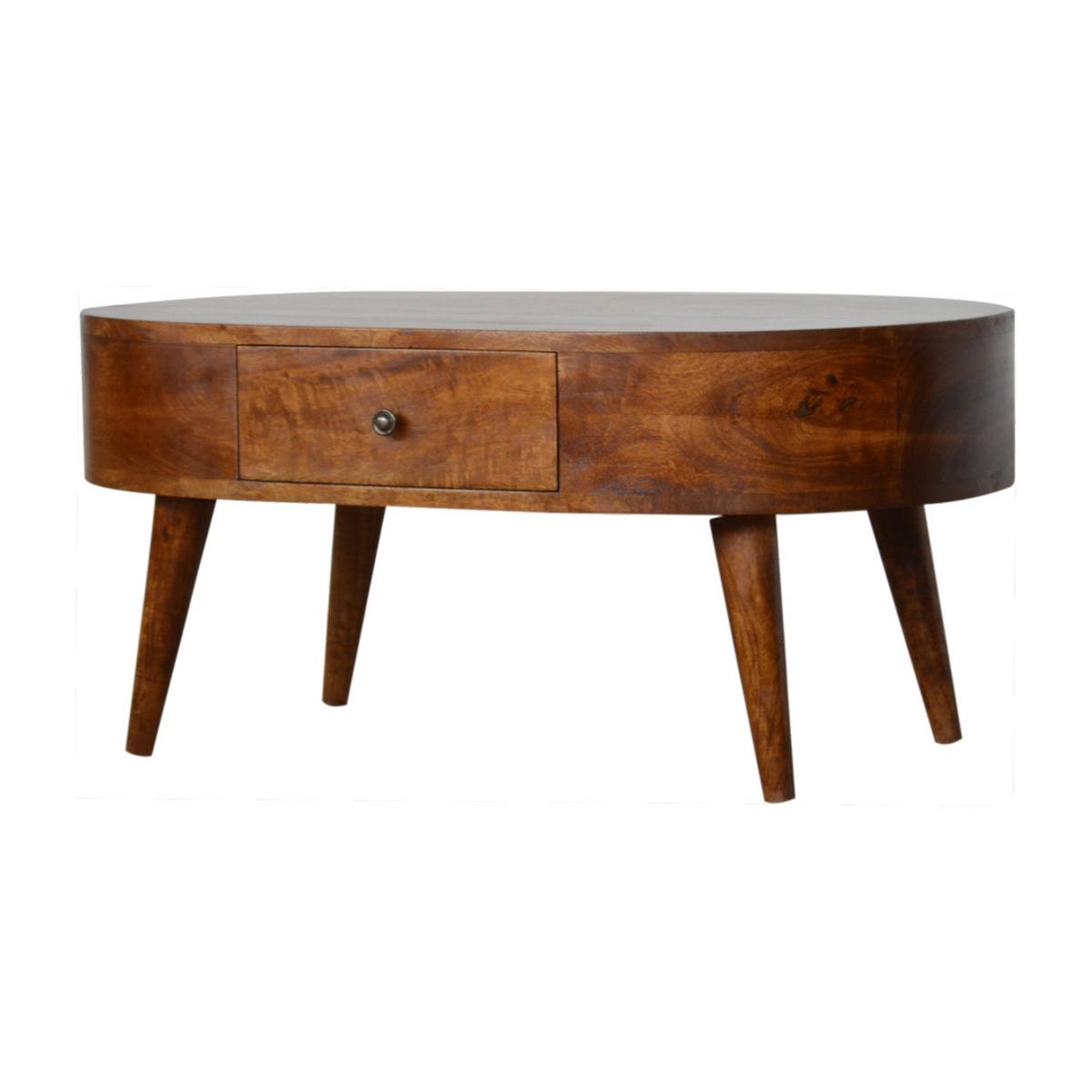 COUCHTISCH mit 2 Schubladen, Nordische Beine, Braun - Messingfarben/Braun, Holz/Metall (55/85/40cm) - Artisan Furniture