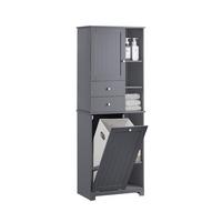 HOCHSCHRANK mit Wäschesack Grau - Grau, Holzwerkstoff (60/170/37cm) - SoBuy