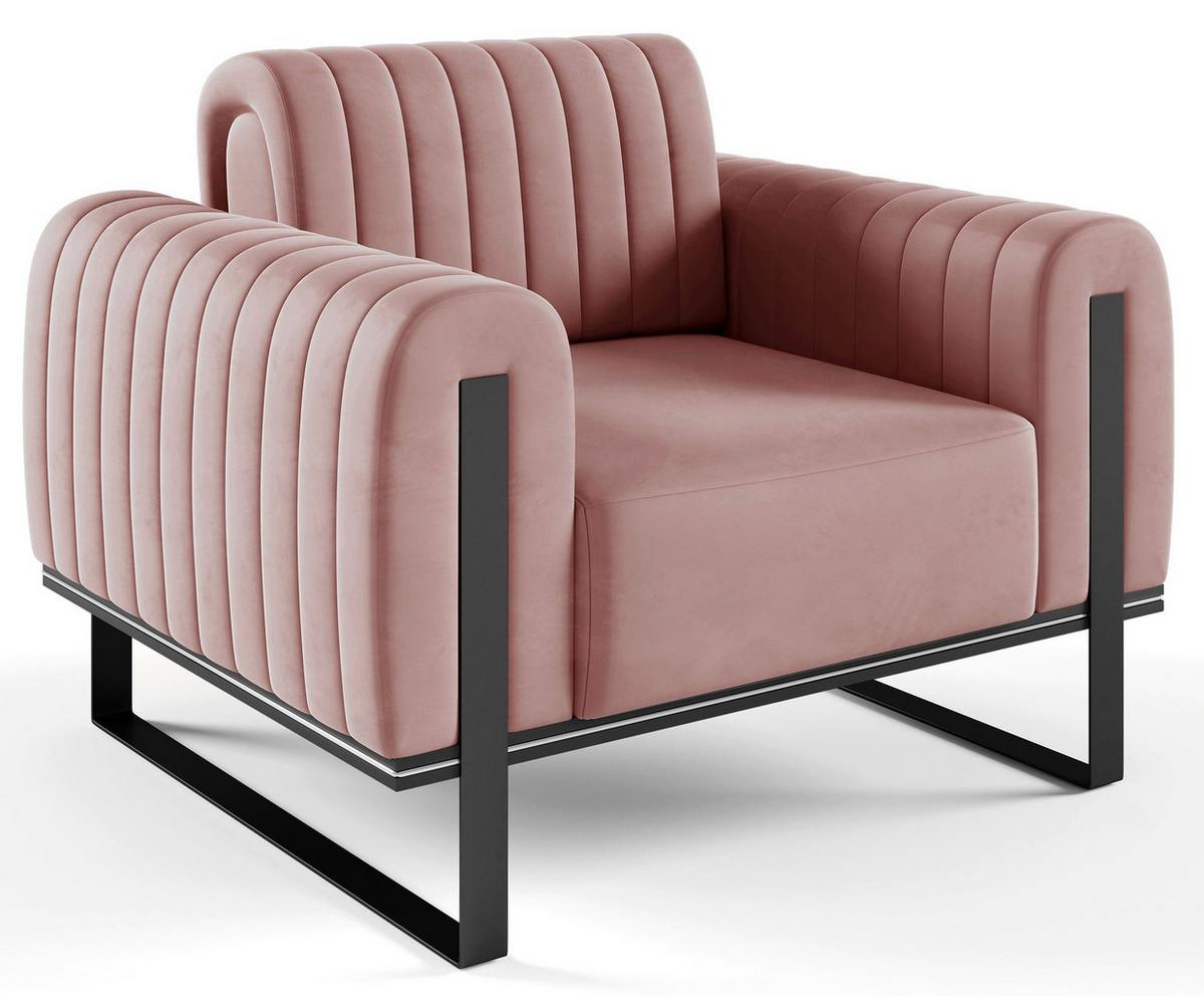 SESSEL Parissa 106 cm - Pink/Schwarz, Holz/Metall (106/79/92cm) - Selsey
