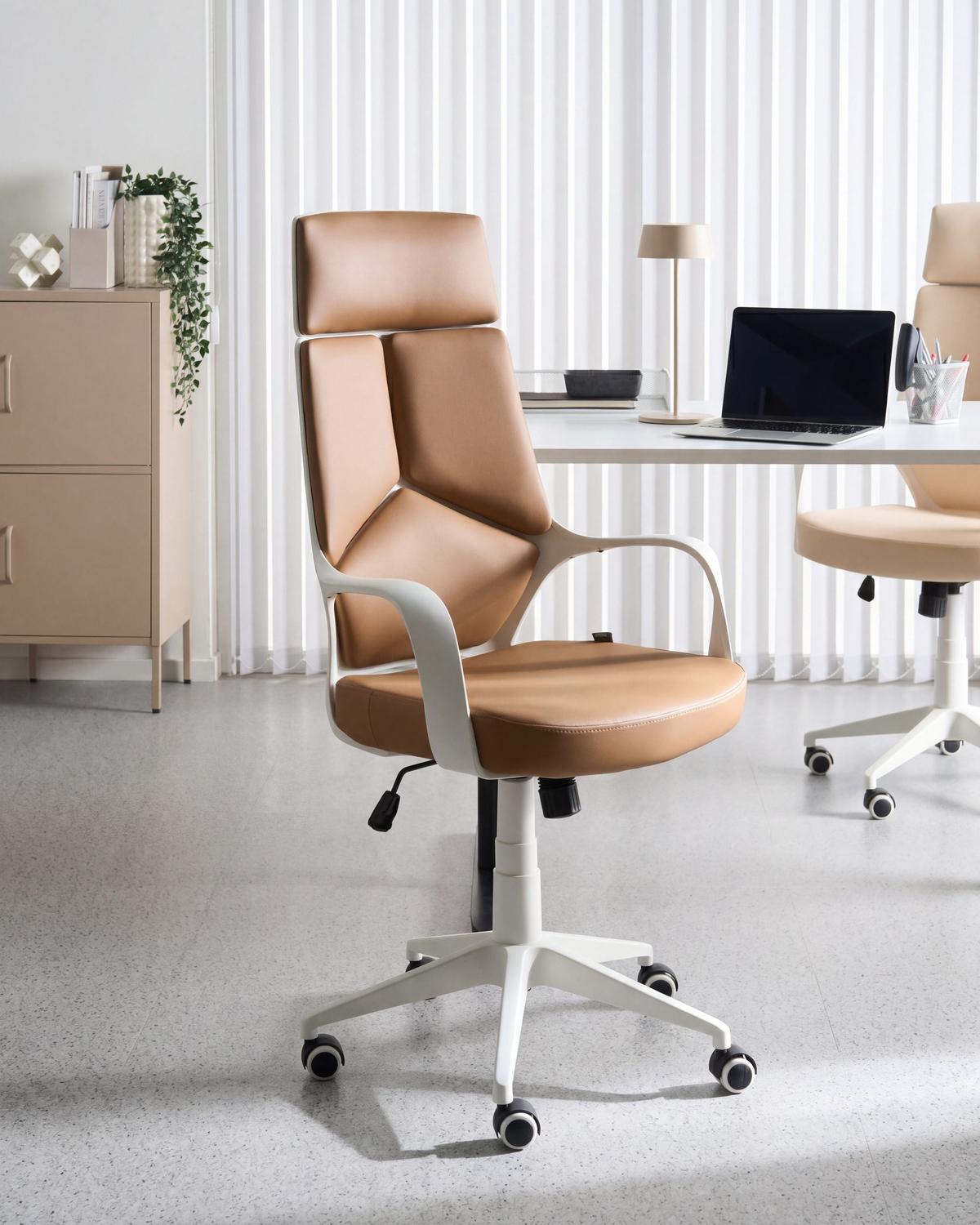 BÜROSTUHL Kunstleder Sandbeige Delight - Sandfarben, Textil (64/116/64cm) - Beliani